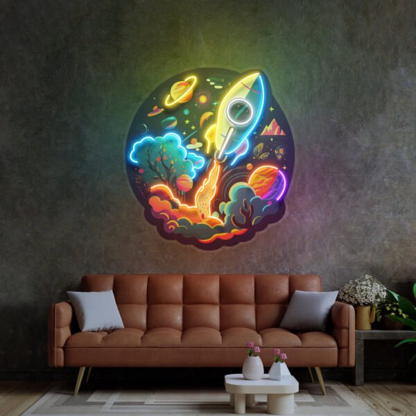 Rocket Launching Universe LED Neon Sign Light Pop Art - Image 4