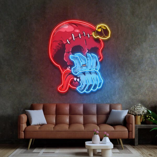 Skull Head hand from Mouth LED Neon Sign Light Pop Art - Image 3