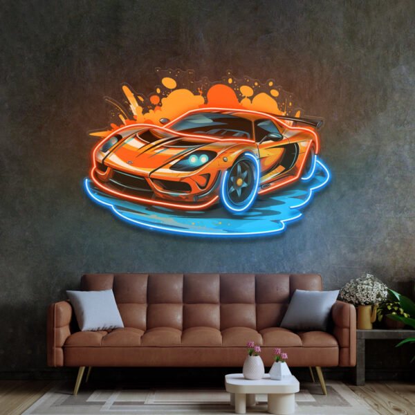 Sports Car Catoon LED Neon Sign Light Pop Art - Image 3