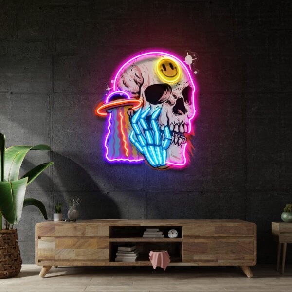 UFO Skull Vibe LED Neon Sign Light Pop Art - Image 2