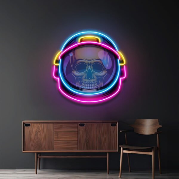 Colorful Astronaut Skull LED Neon Sign Light Pop Art - Image 3