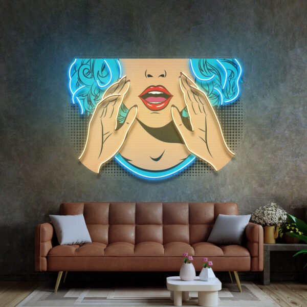 Comic Book Girl LED Neon Sign Light Pop Art - Image 3