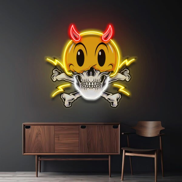 Emoji Hat Skull LED Neon Sign Light Pop Art - Image 2