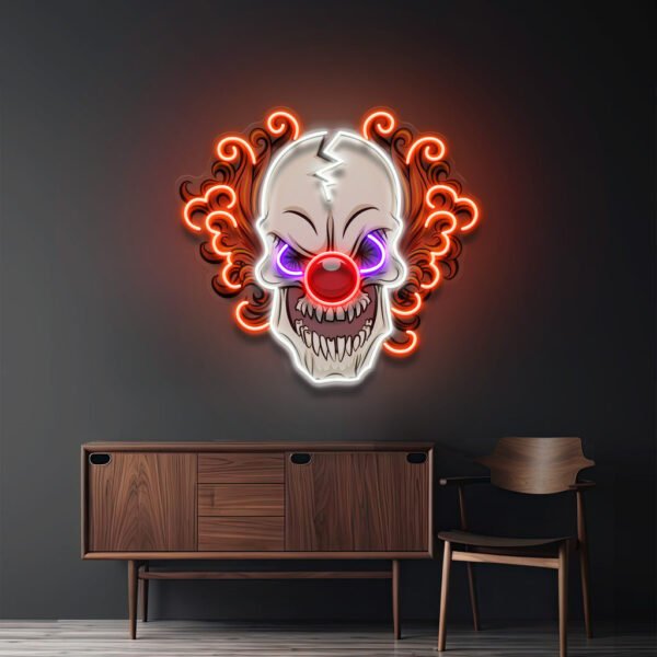 Evil Clown Skull LED Neon Sign Light Pop Art - Image 3