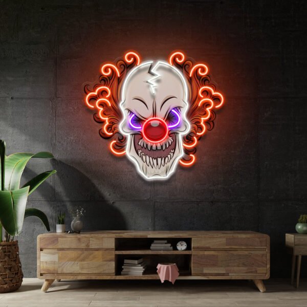 Evil Clown Skull LED Neon Sign Light Pop Art - Image 2