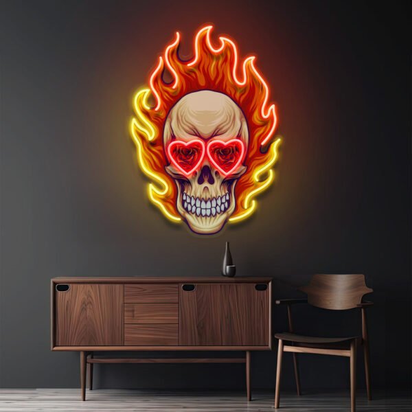 Fire Skull LED Neon Sign Light Pop Art - Image 2