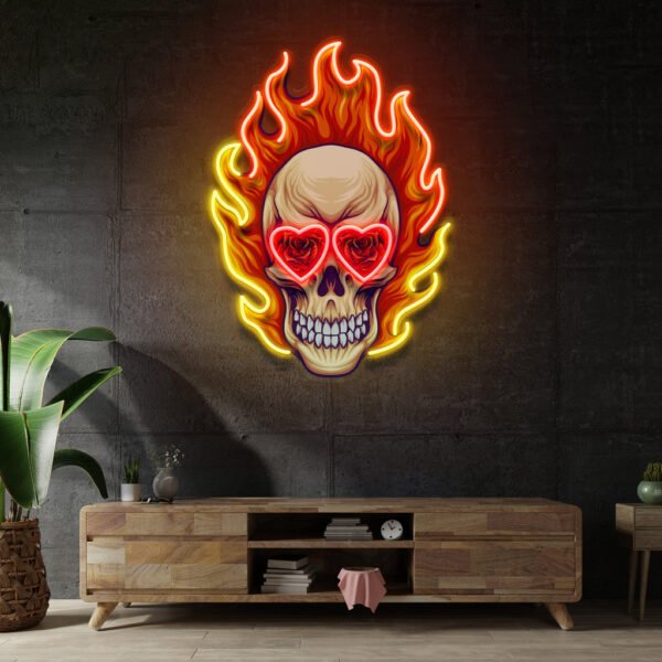 Fire Skull LED Neon Sign Light Pop Art - Image 3