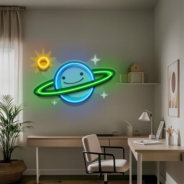 Happy Planet LED Neon Sign Light Pop Art - Image 3