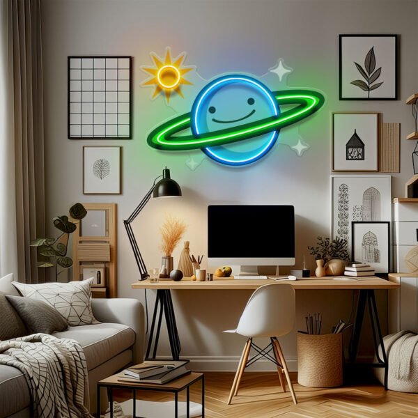 Happy Planet LED Neon Sign Light Pop Art - Image 4