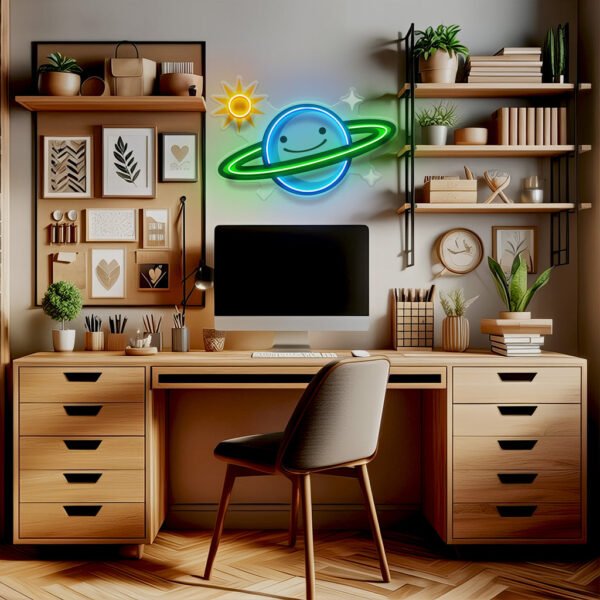 Happy Planet LED Neon Sign Light Pop Art - Image 2