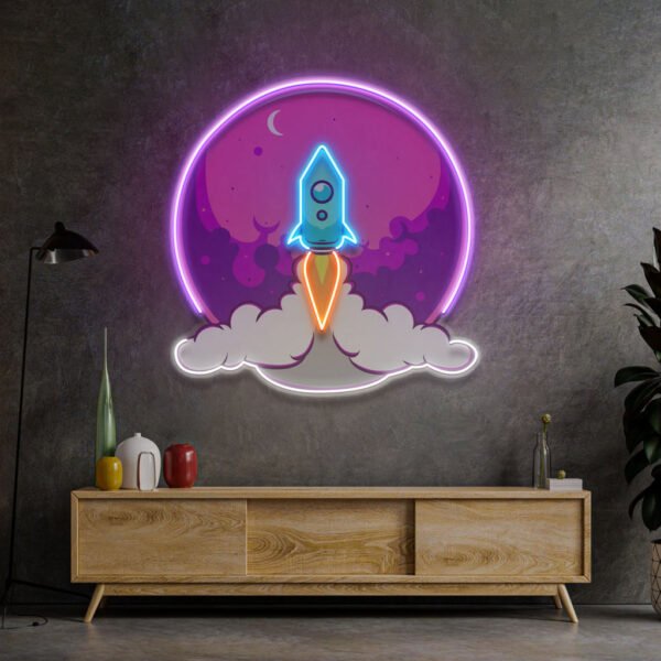Rocket Launch LED Neon Sign Light Pop Art - Image 2