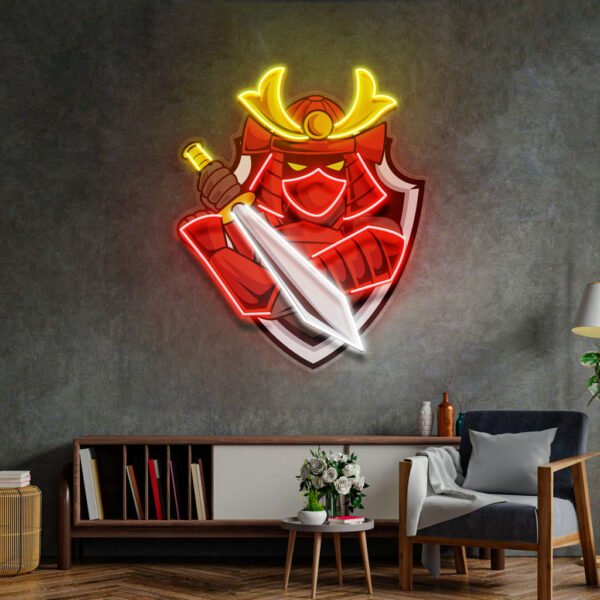 Samurai Mascot LED Neon Sign Light Pop Art - Image 2