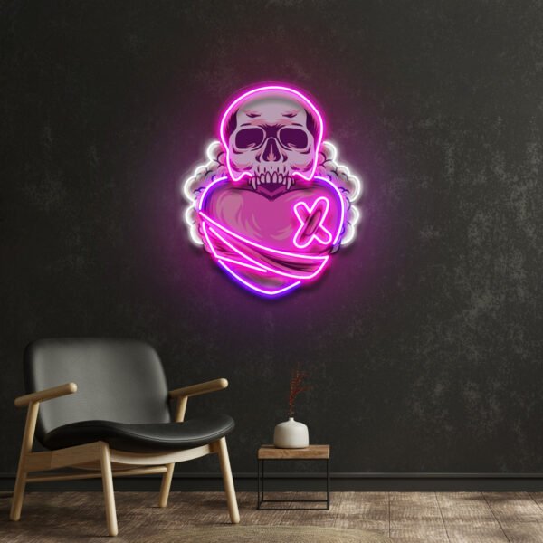 Skull Heart LED Neon Sign Light Pop Art - Image 3