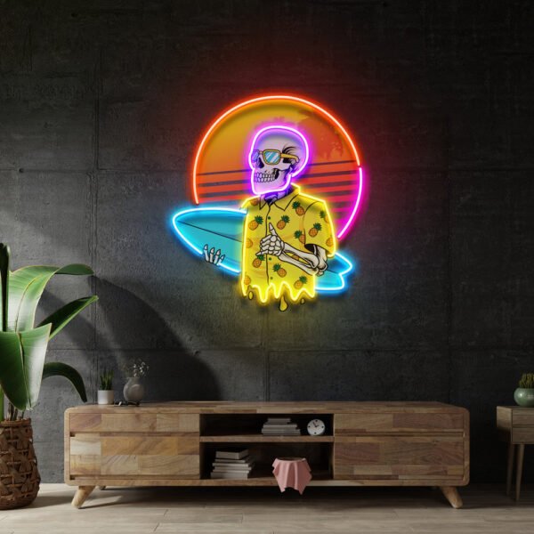 Summer Skull Vibe LED Neon Sign Light Pop Art - Image 2