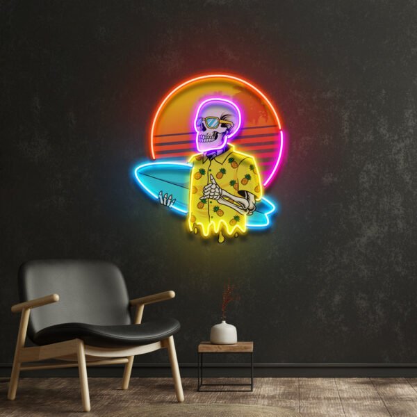 Summer Skull Vibe LED Neon Sign Light Pop Art - Image 3