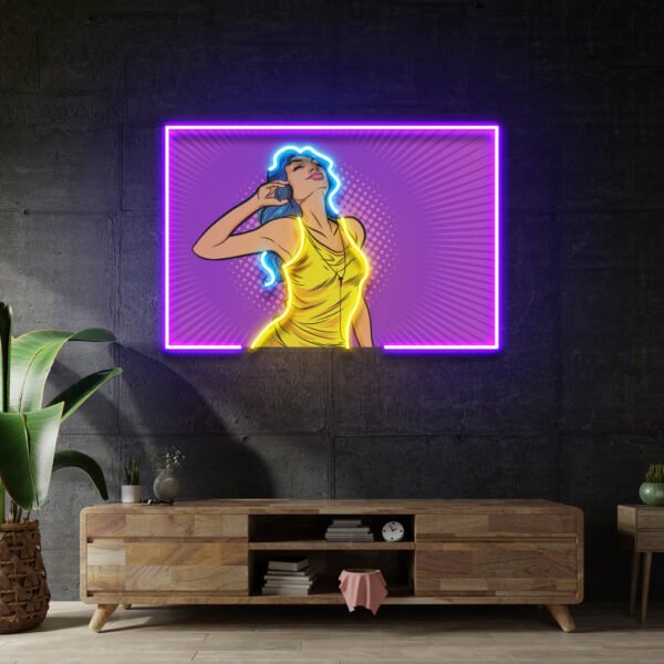 Women Listen Music LED Neon Sign Light Pop Art - Image 4